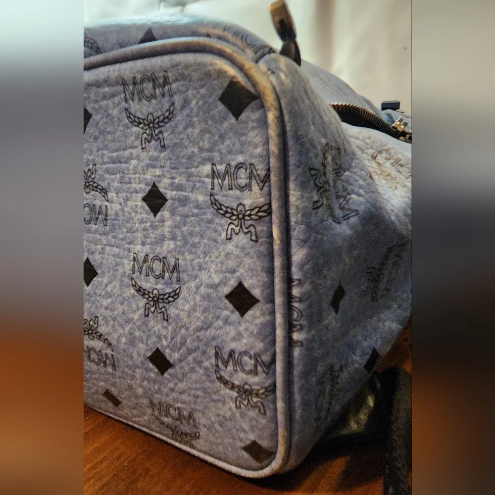 MCM Sky Blue Stark Studded Backpack in Visetos - Picture 8 of 17